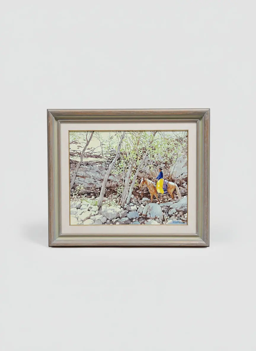 Silver Framed Navajo Indian Lady Oil Painting Signed Ross Stephens 1