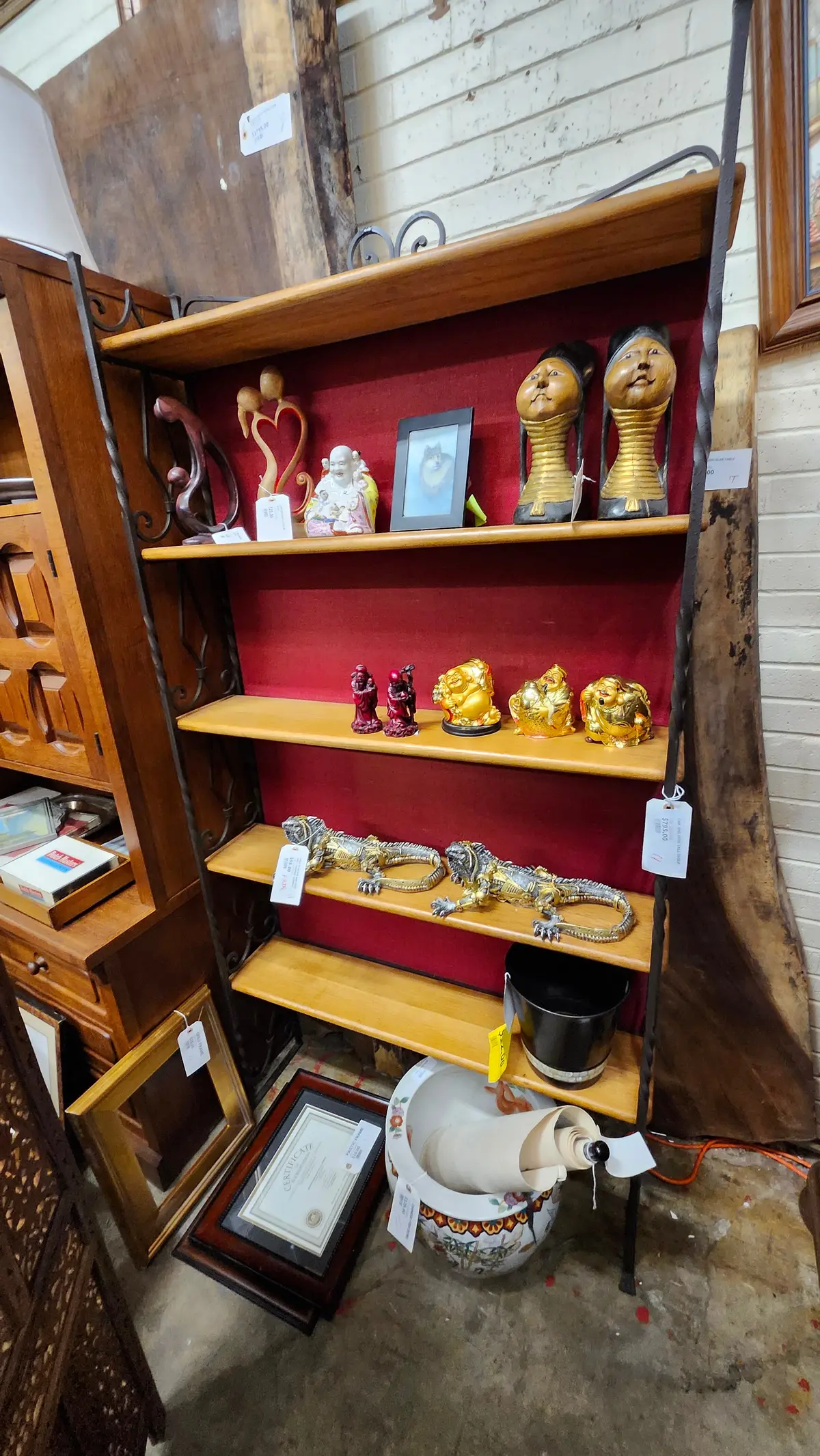 Oak And Iron Tall Shelf 1