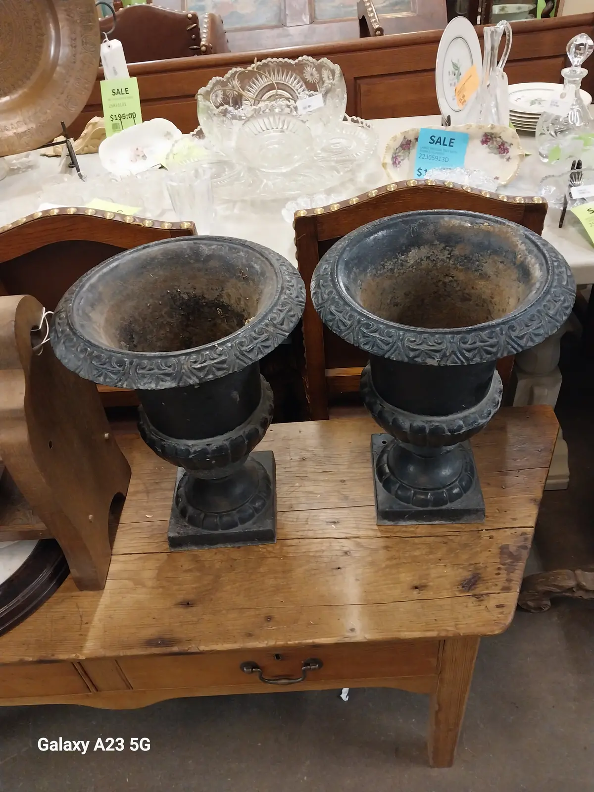 Pair Of Small Iron Urns 1