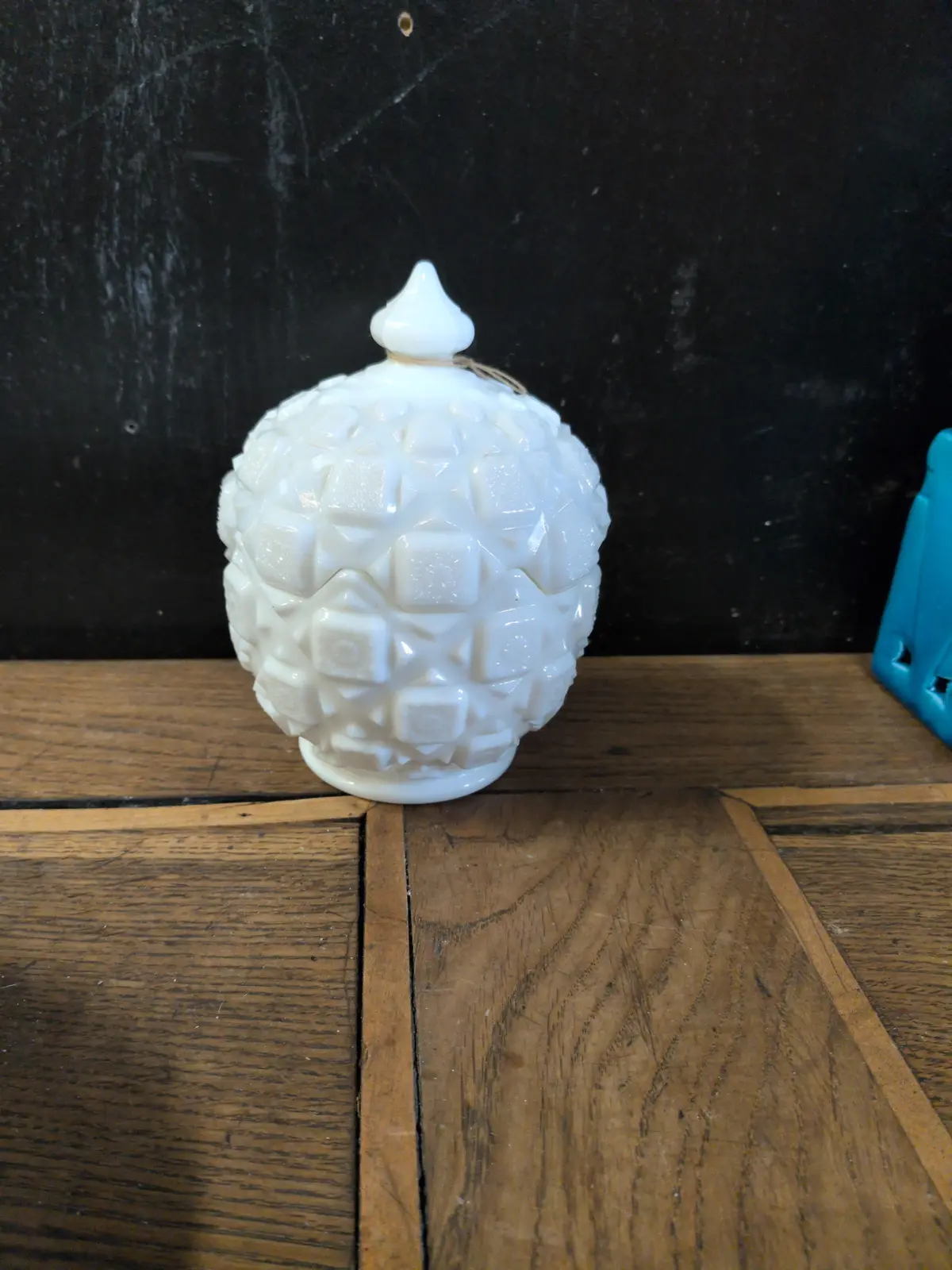 Ovoid Shaped Milk Glass Candy Jar With Lid 1