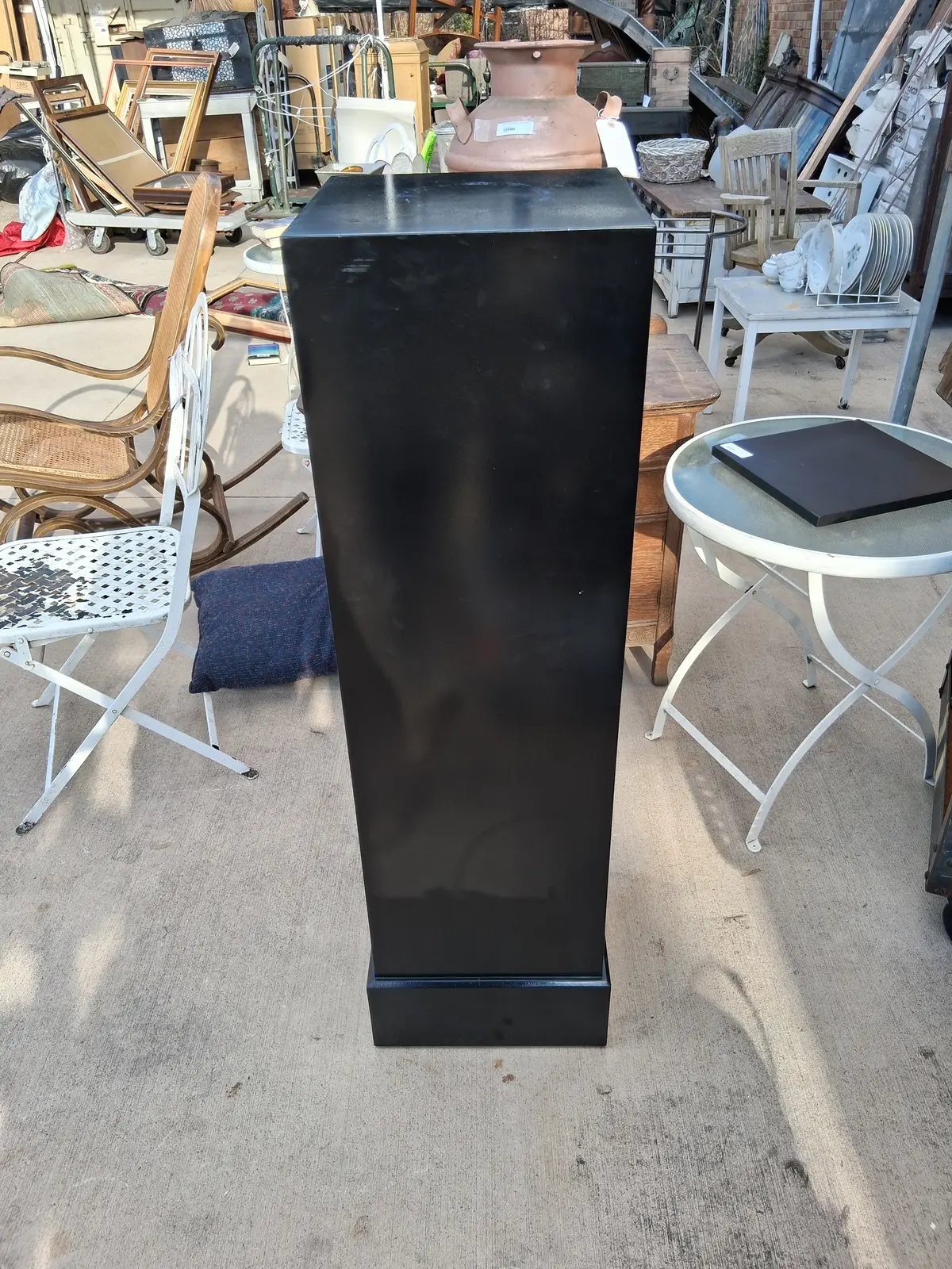 Tall Mid Century Black Laquer Stand With As Found Rotating Top 1