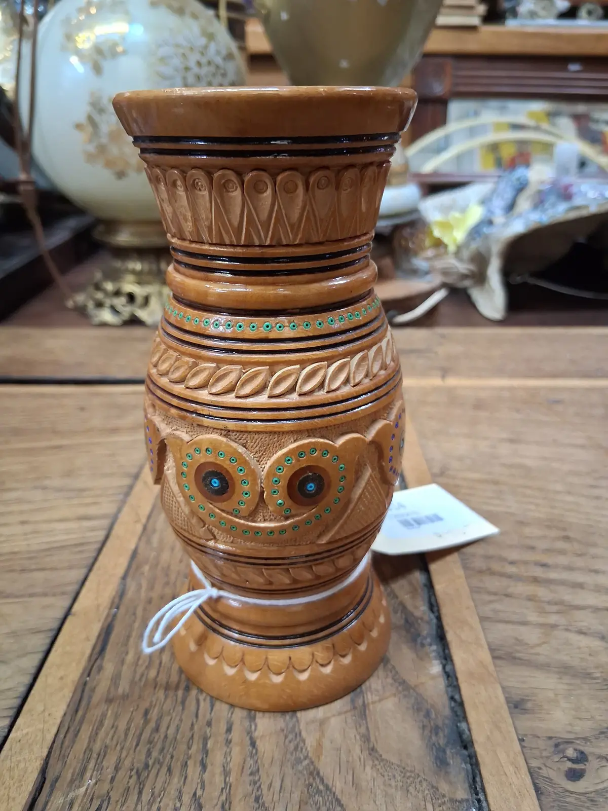 Carved Wood Greek Vase 1