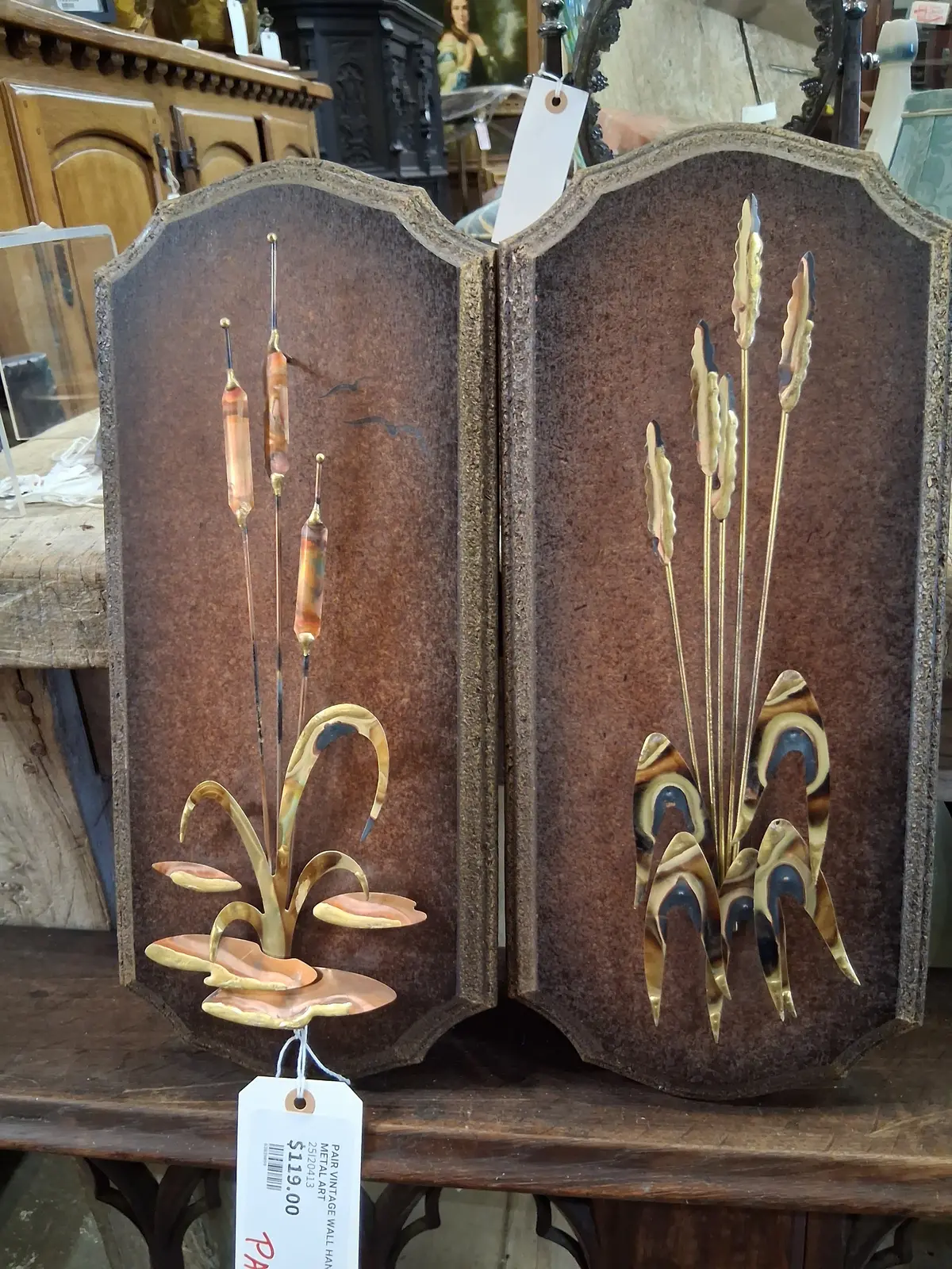 Pair Vintage Wall Hanging Metal Art 1