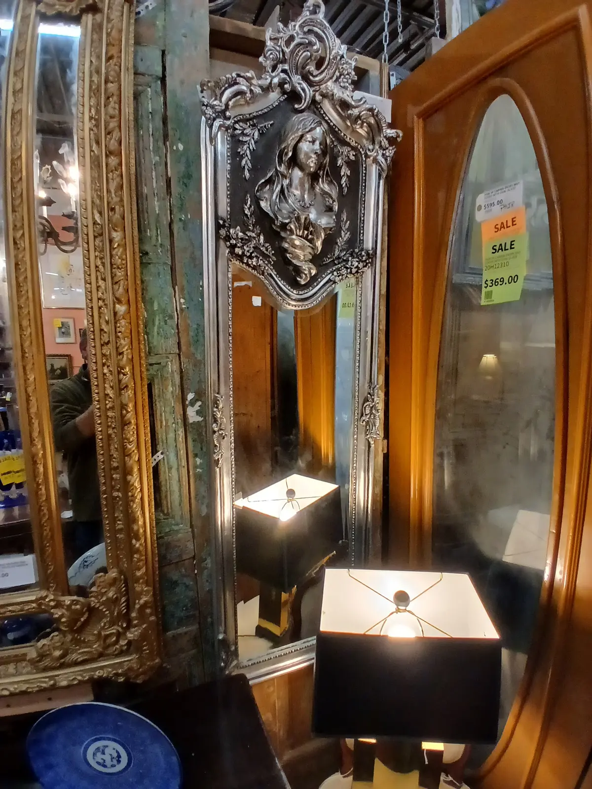 Lady Crowned Silver Tone Beveled Mirror 1