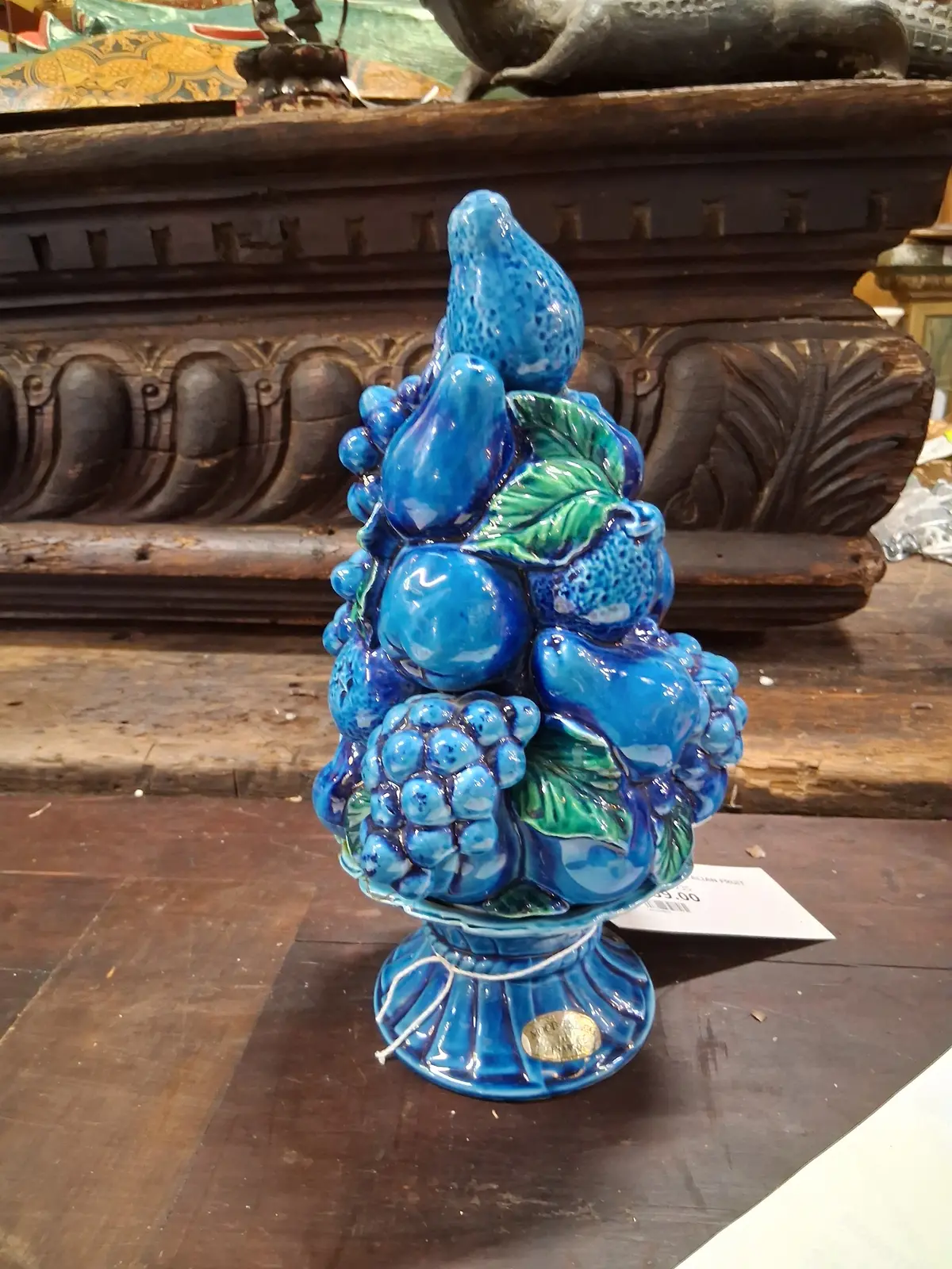 Blue Ceramic Italian Fruit In Basket 1