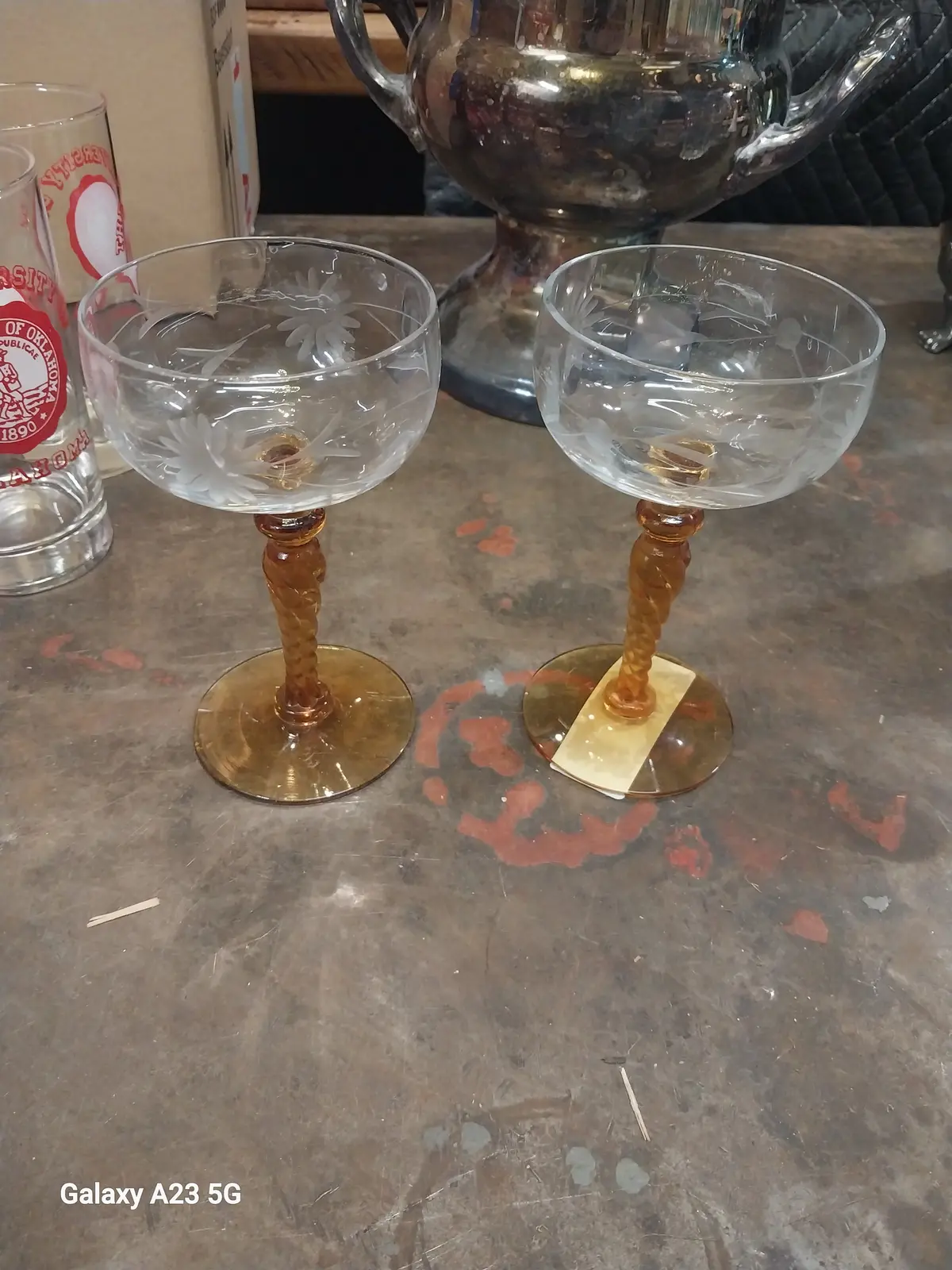 Pair Of Crystal Stemed Glasses 1