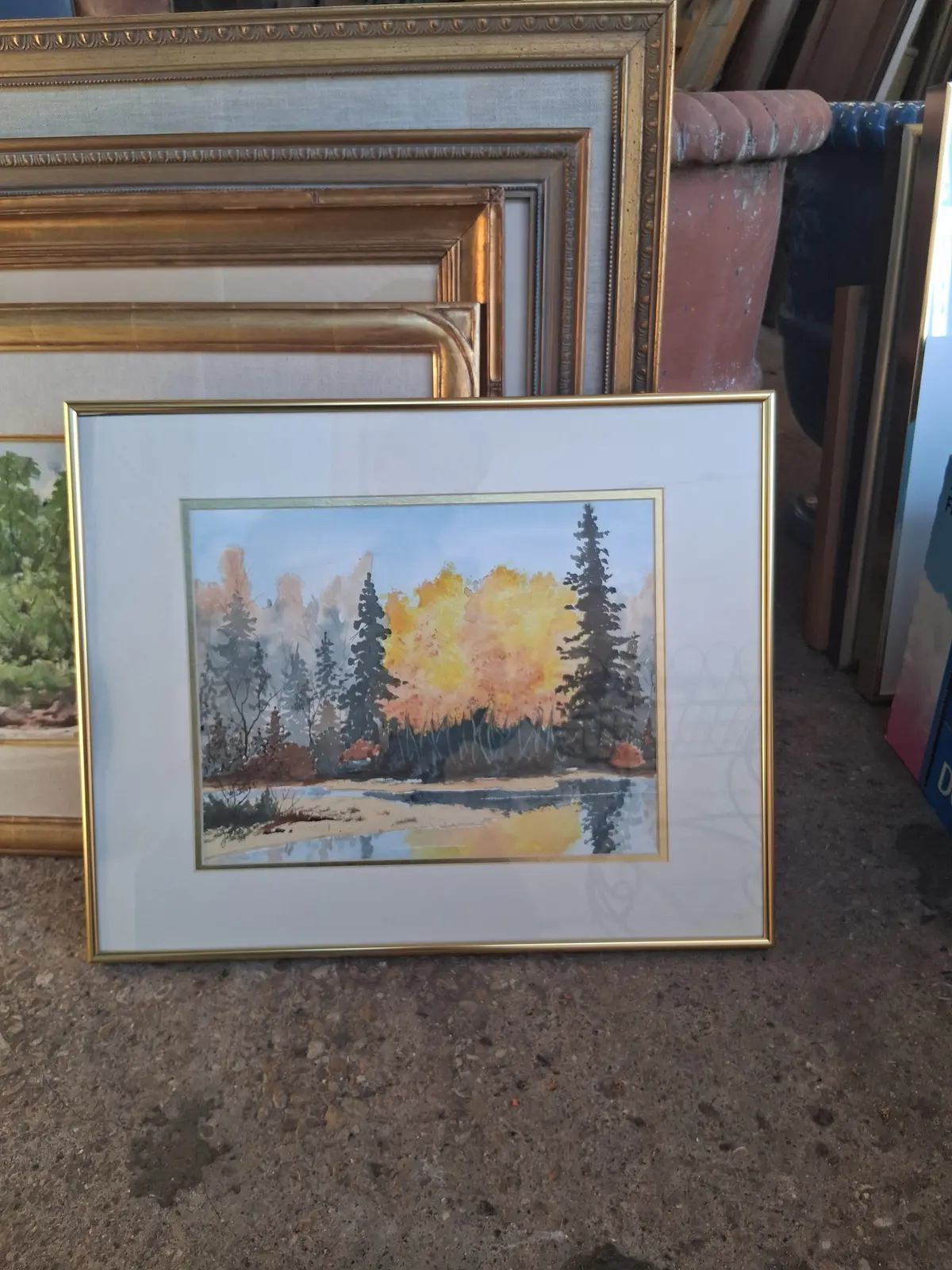 Framed Watercolor Of Colorado Green Trees And Yellow Trees Signed Jo Ella Blackburn 1