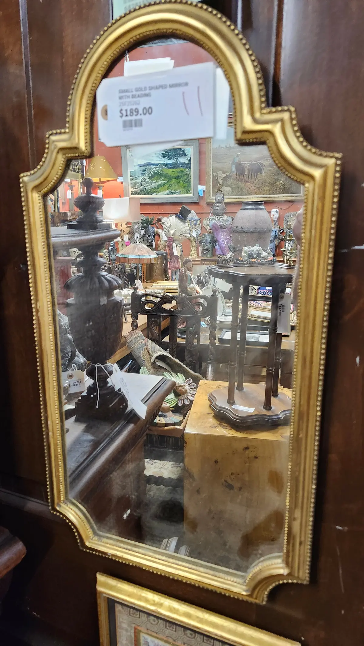 Small Gold Shaped Mirror With Beading 1