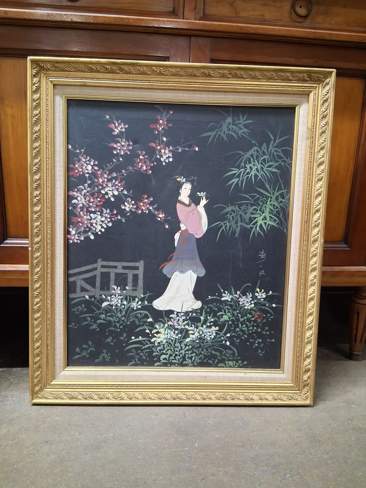Framed Oil Painting Of Chinese Woman 1