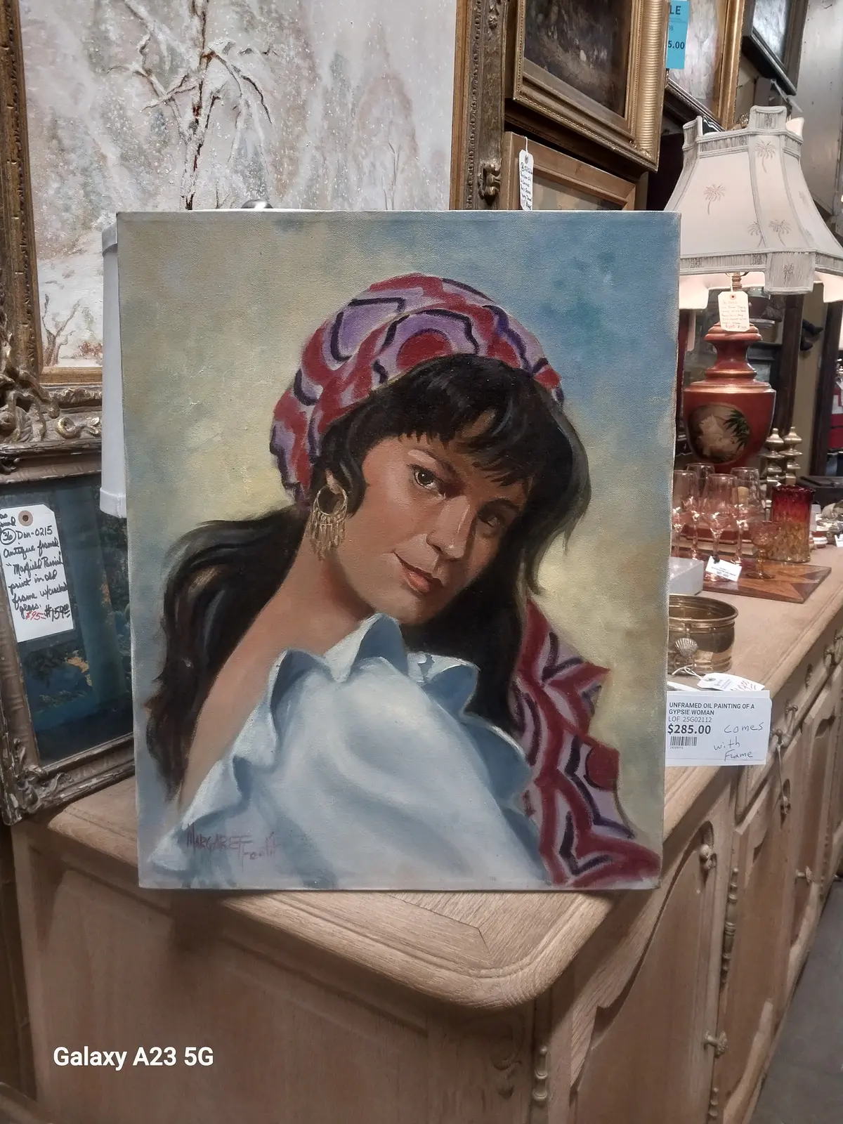 Unframed Oil Painting Of A Gypsie Woman 1