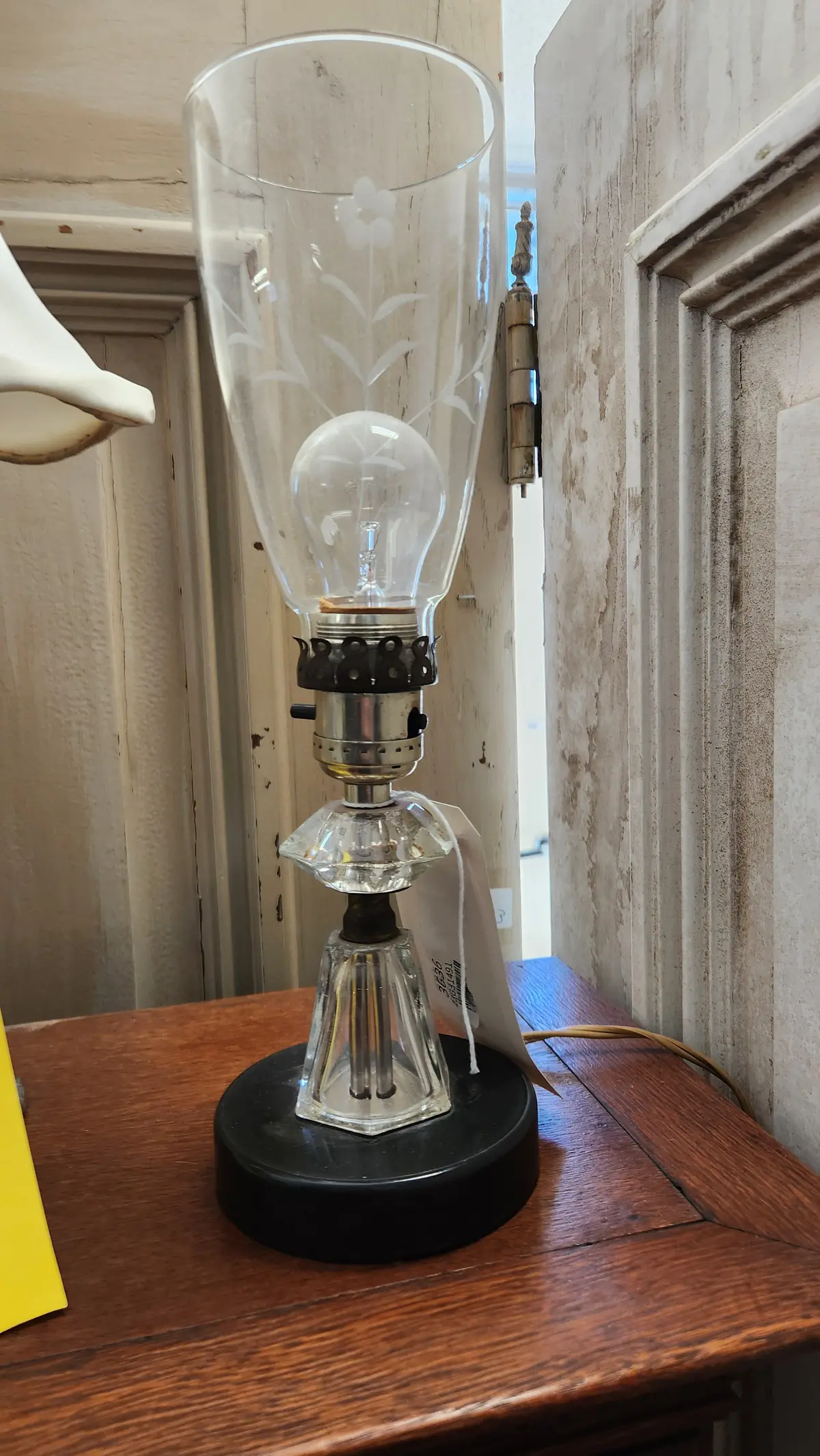 Etched Glass Bedside Lamp 1