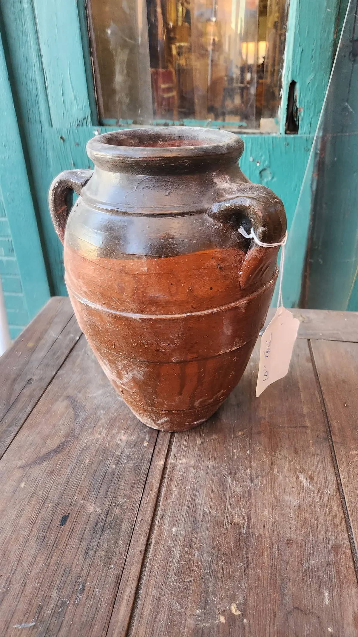 Glazed Terra Cotta Vase With Two Handles 1