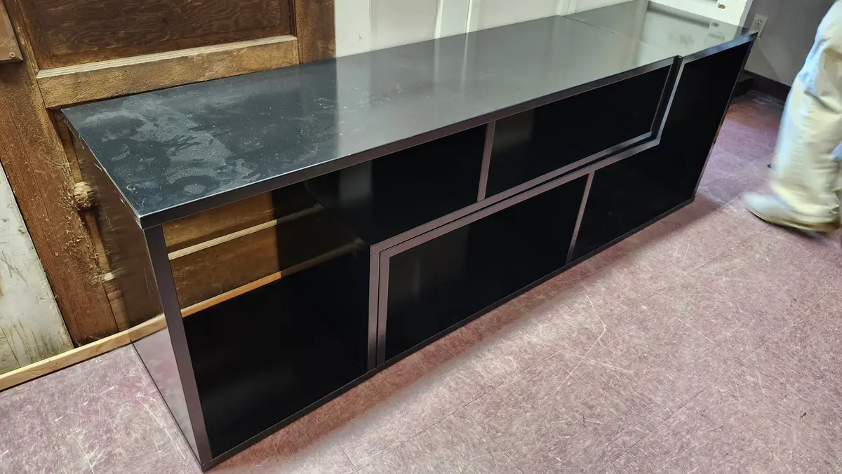 Ebonized Shelf Console Unit -Modern Black 2 Piece Multi Configuration 1
