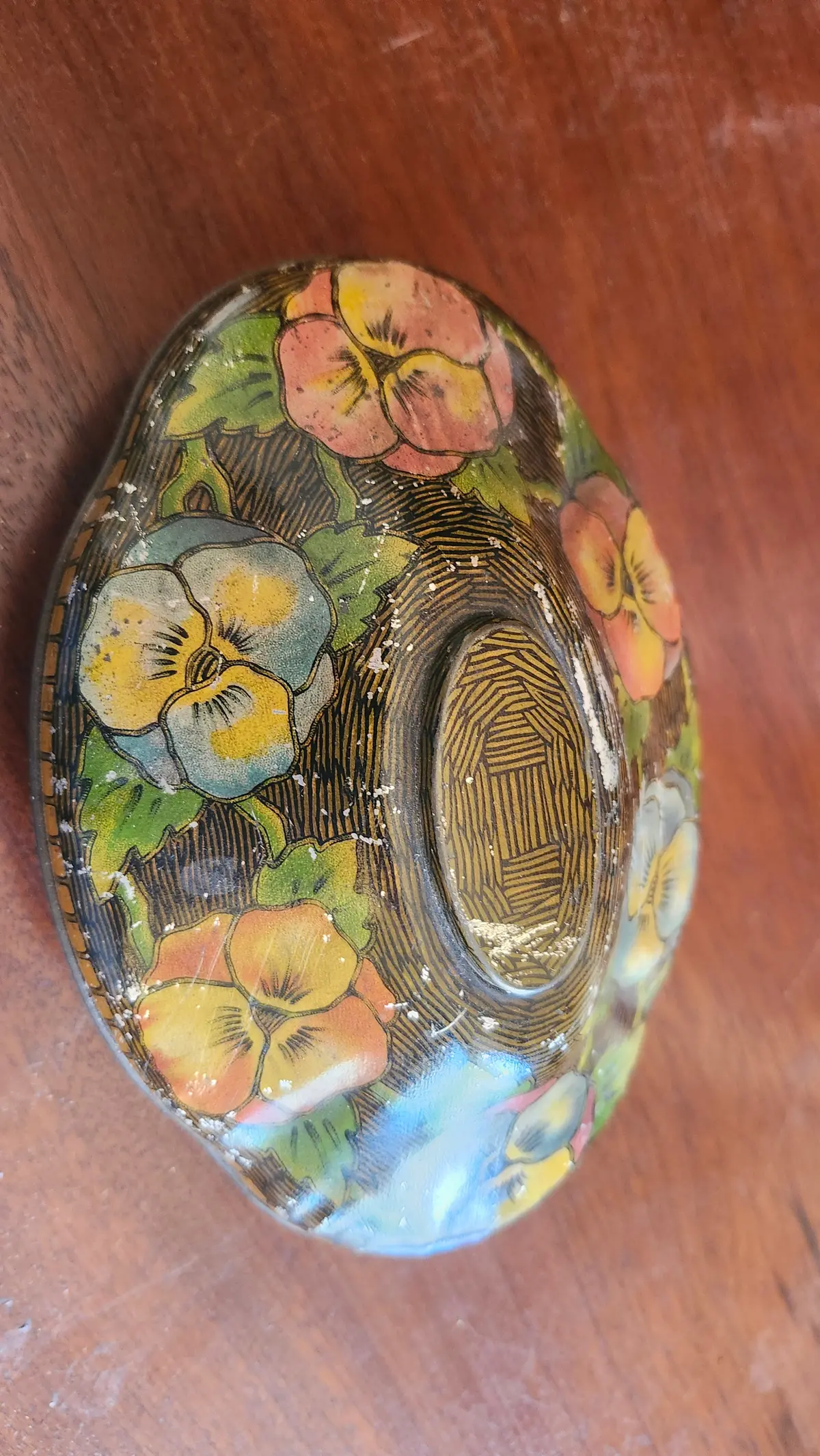 Tin Floral Pansies Lidded Box 1