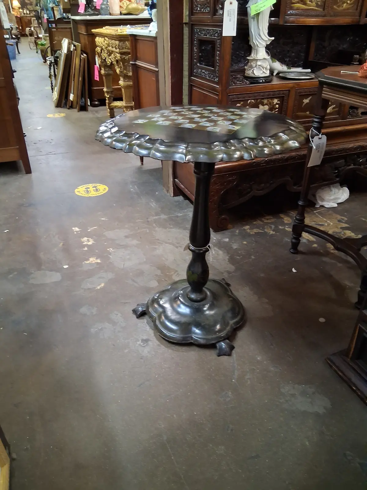 Shapley Papier Mache Black Laqouer Table With Mother Of Pearl Inlay 1