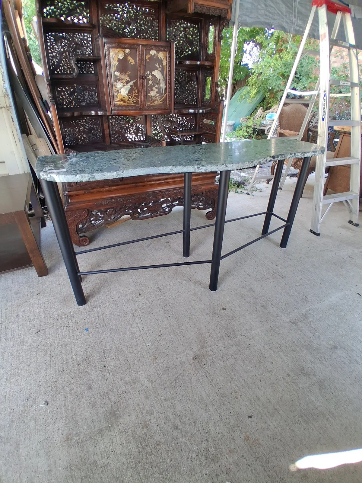 Green Marble Top Iron Base Console Table 1