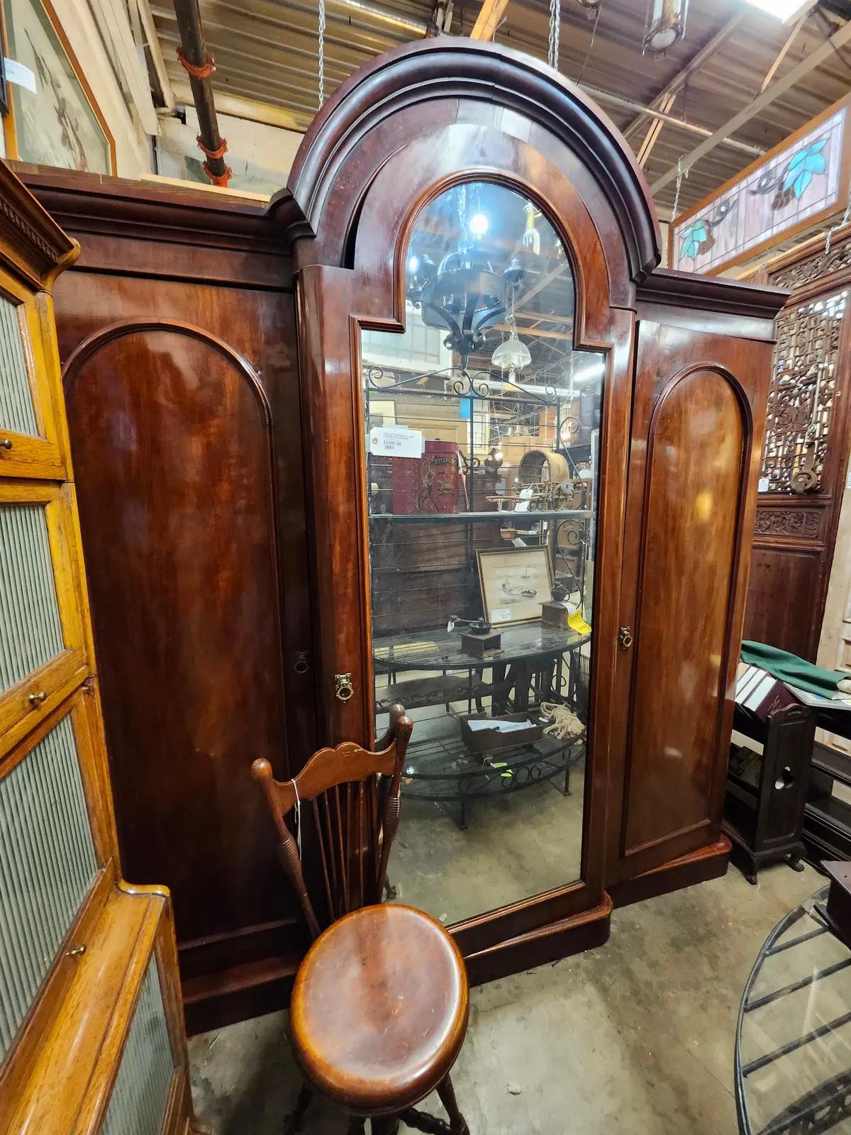 English Mahogany 3 Door Armoire With Mirror 1