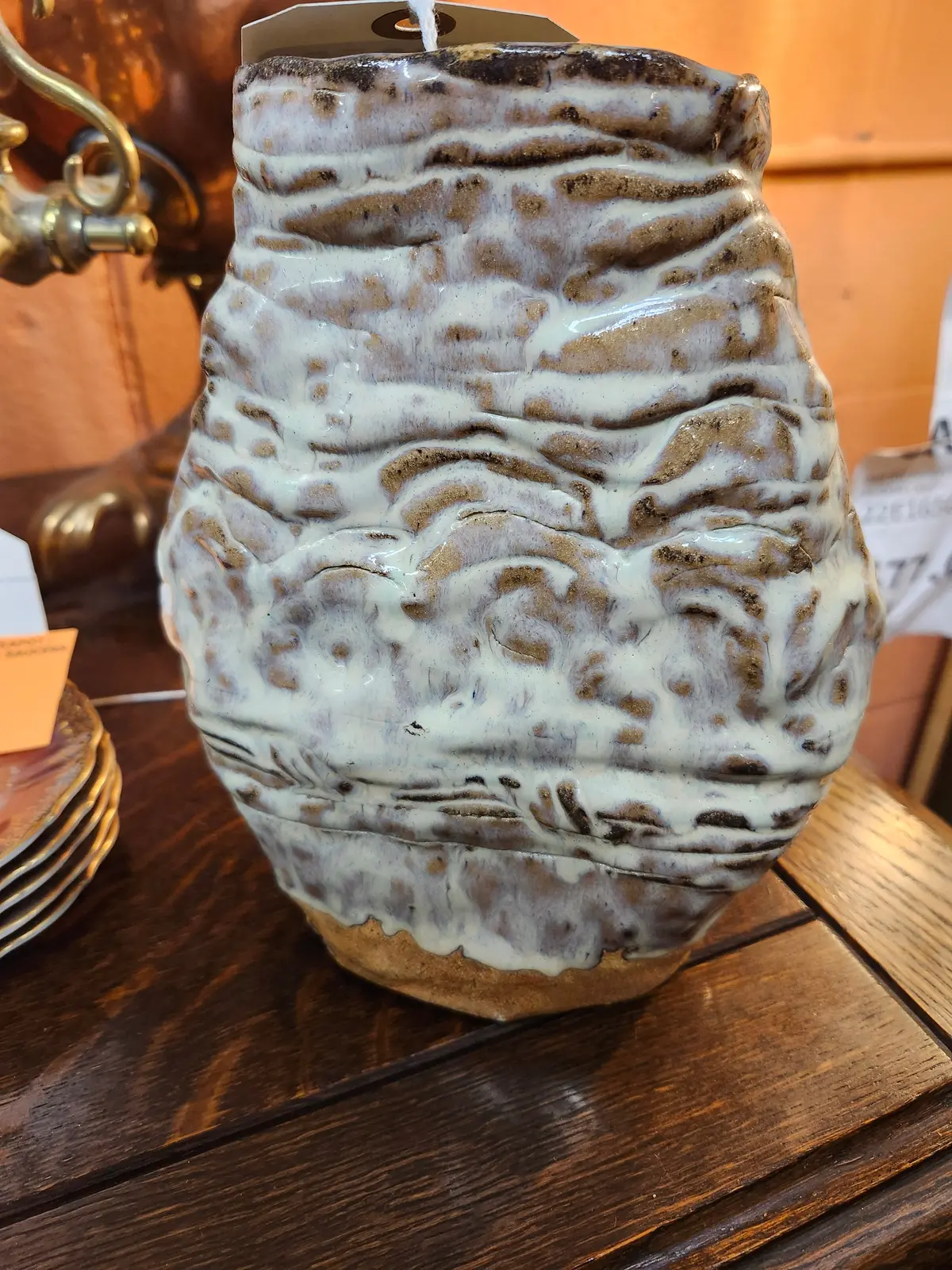 Shaped  White Glazed Terra Cotta Vase 1