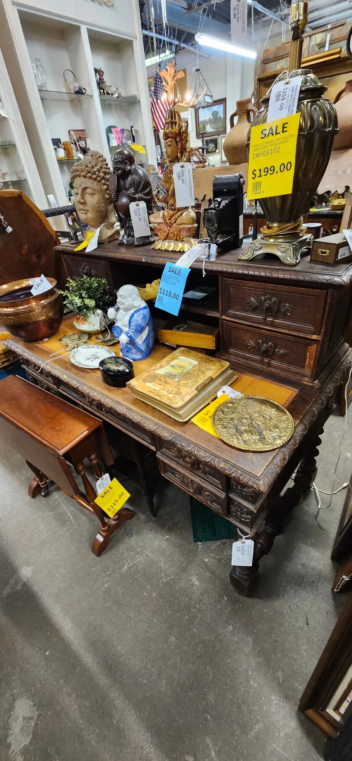 Louis Xiii Style Leather Inset Oak Desk 1