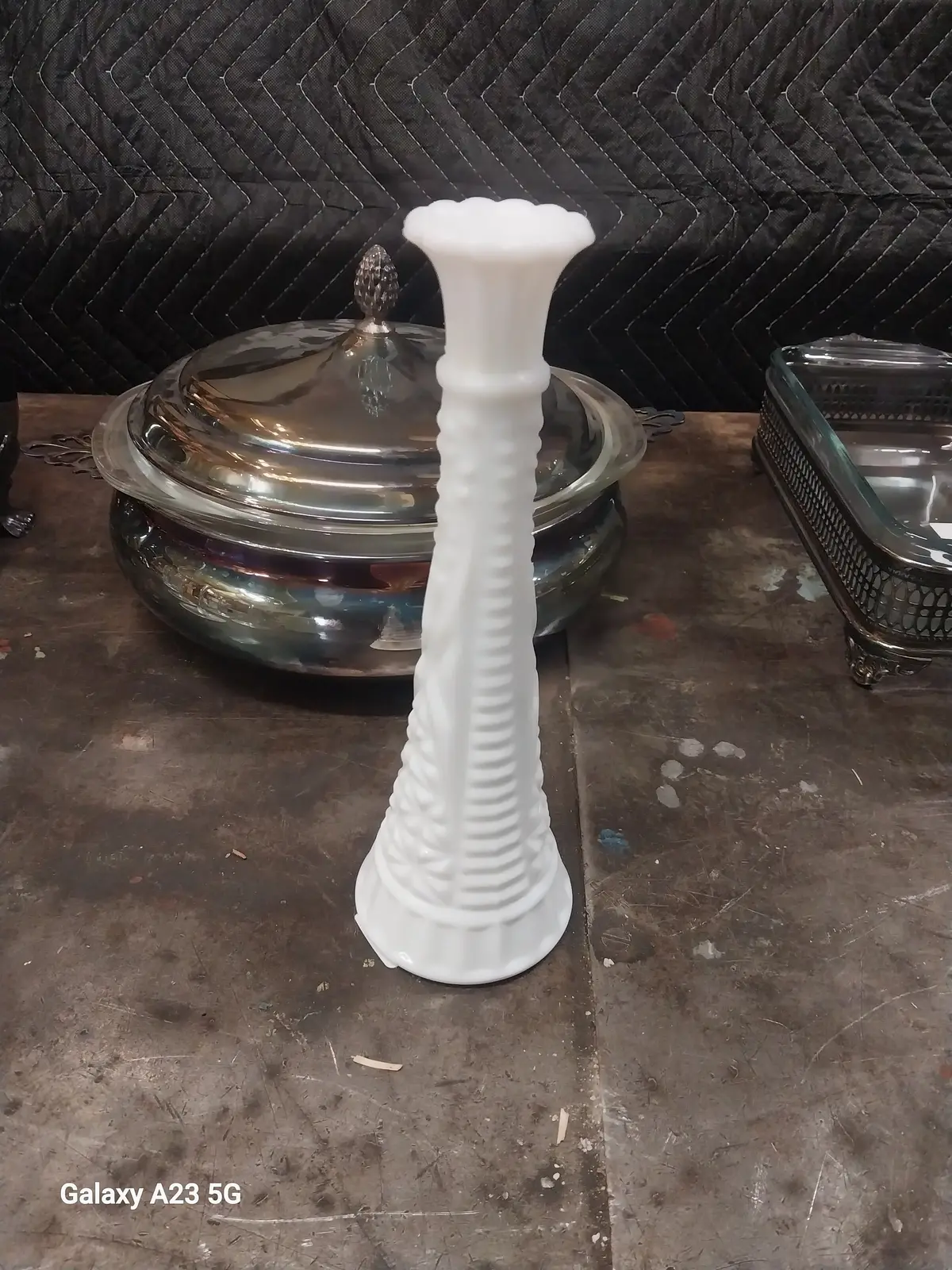 Milk Glass Bud Vase 1