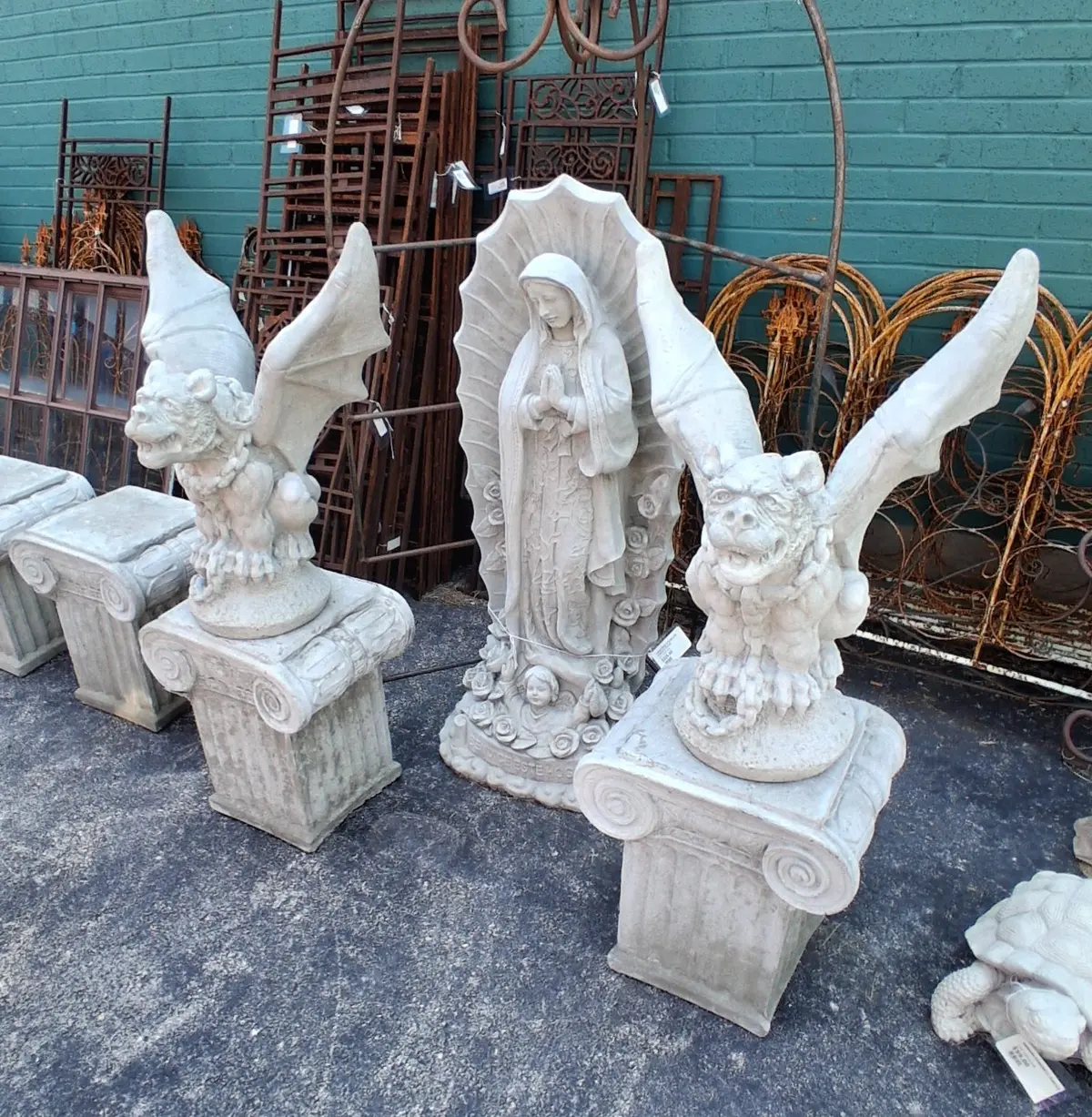 Pair Of Large Concrete Gargoyles 1