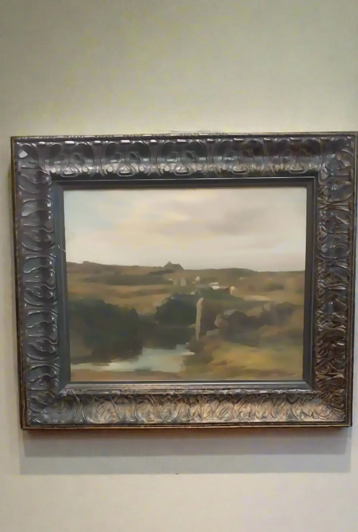 Framed Impressionist Landscape Oil Painting With House And Rocks 1
