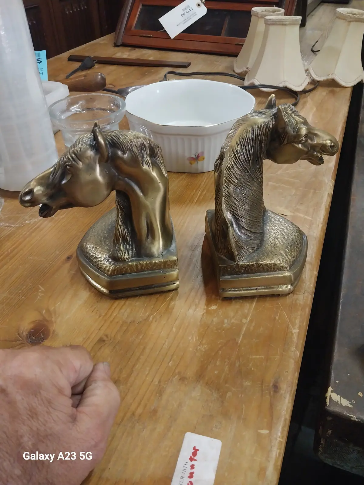 Pair Of Brass Horse Bookends 1