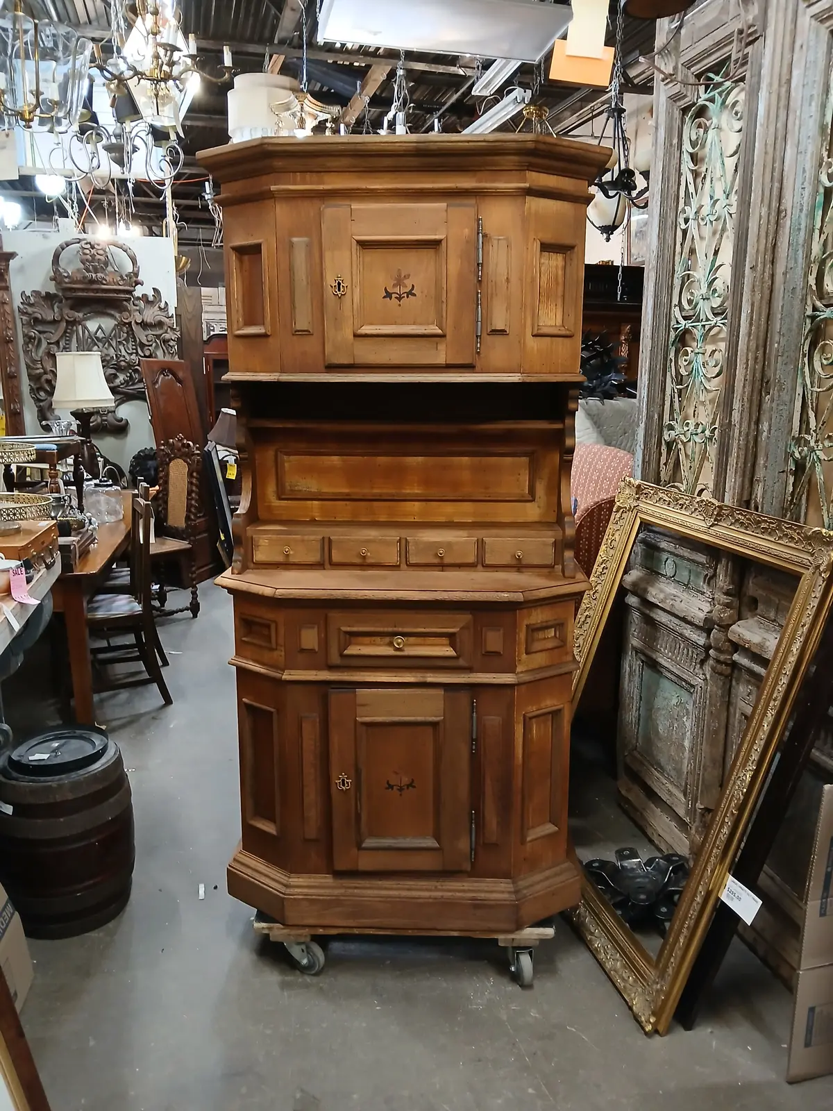 Tall And Narrow Oak Storage Cabinet With Drawers 1