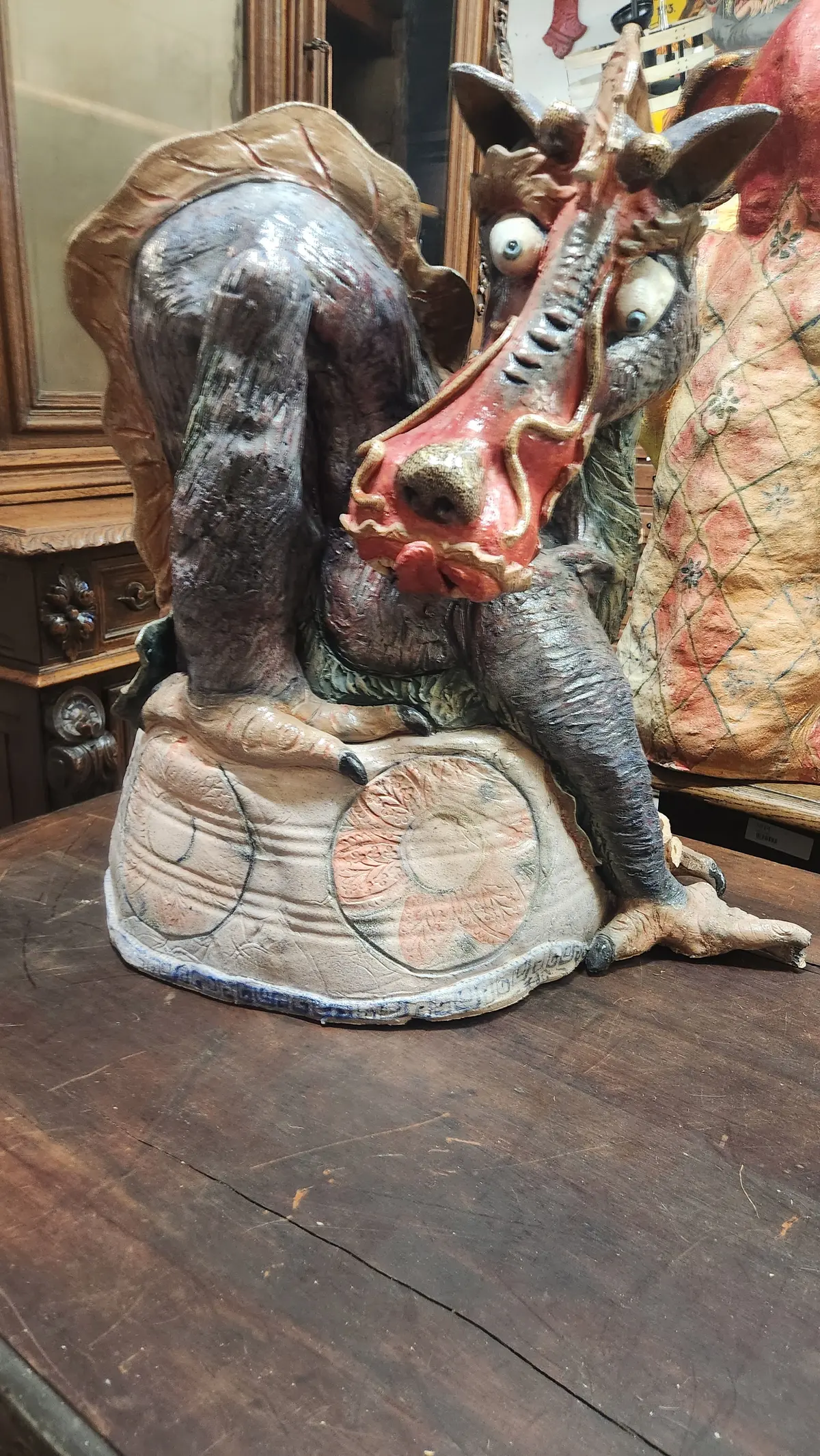 As Found Purple Pottery Dragon Statue By Terri Wilder 1