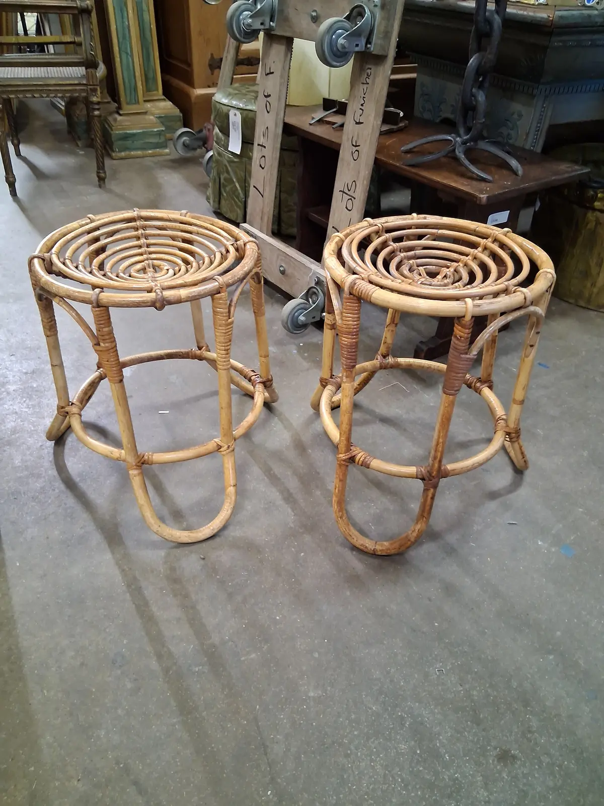 Pair Of Rattan Stools 1