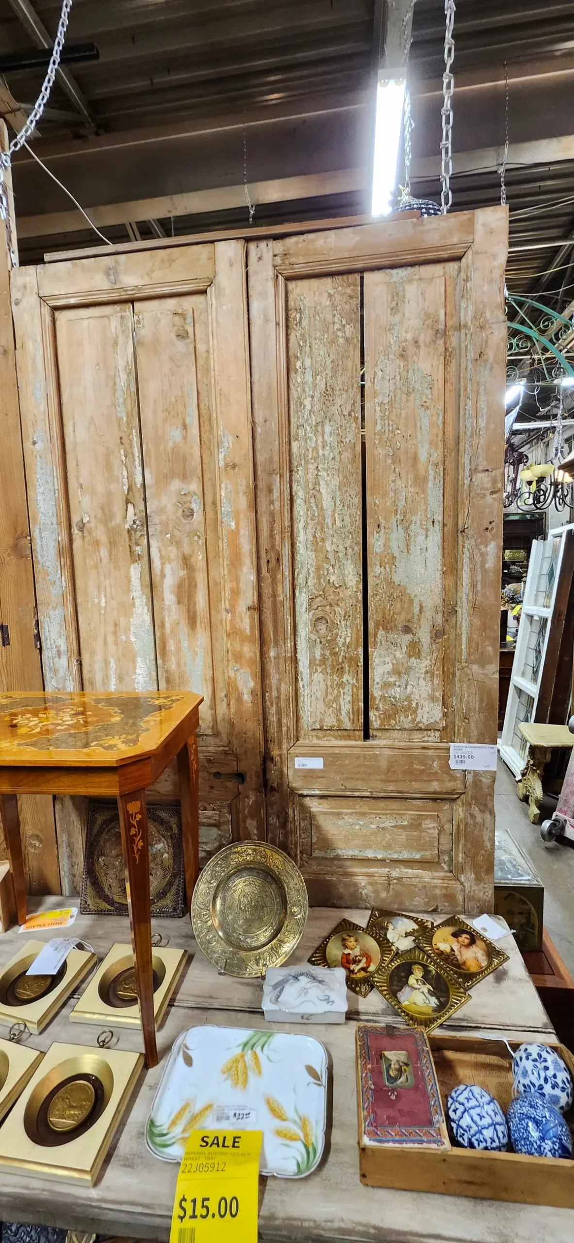Pair Of Slender Rustic Pine Doors 1