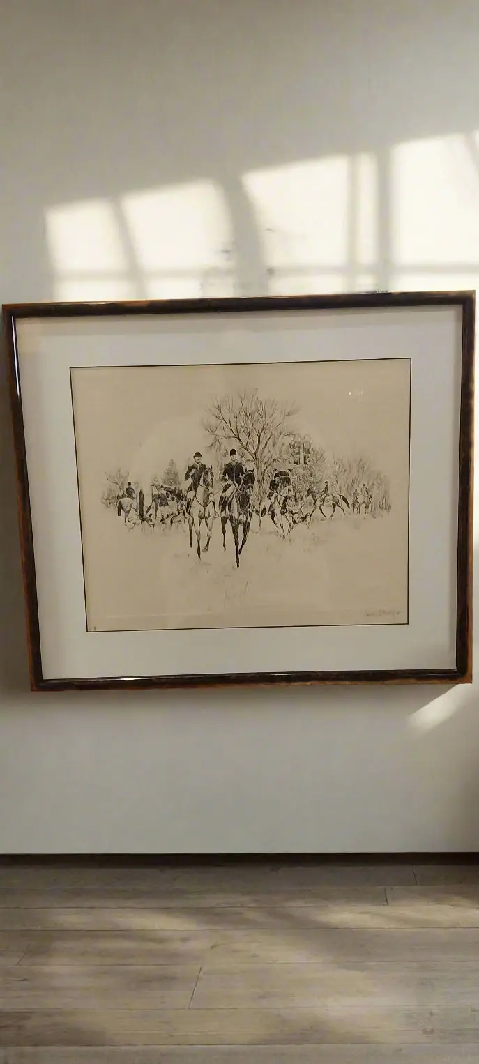 English Hunt Scene Engraving-Signed 1