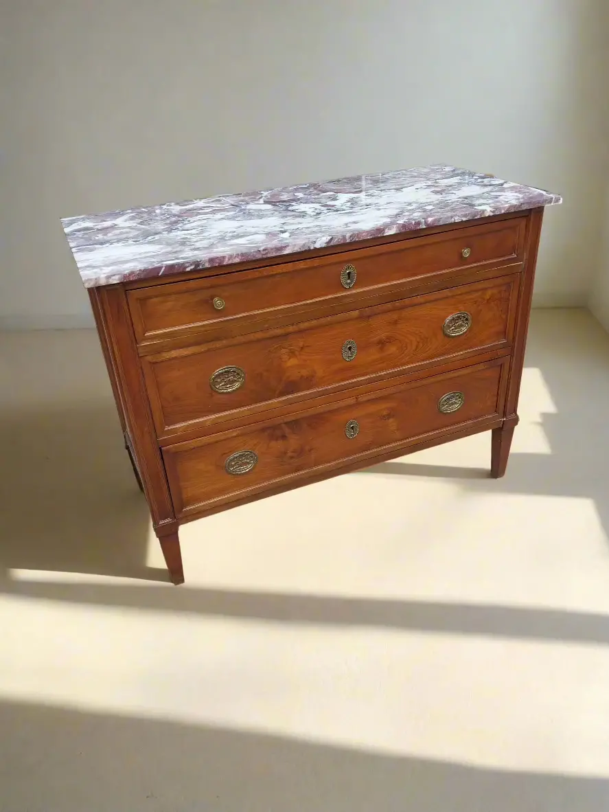 Louis Xvi Marble Top 3 Drawer Chest 1
