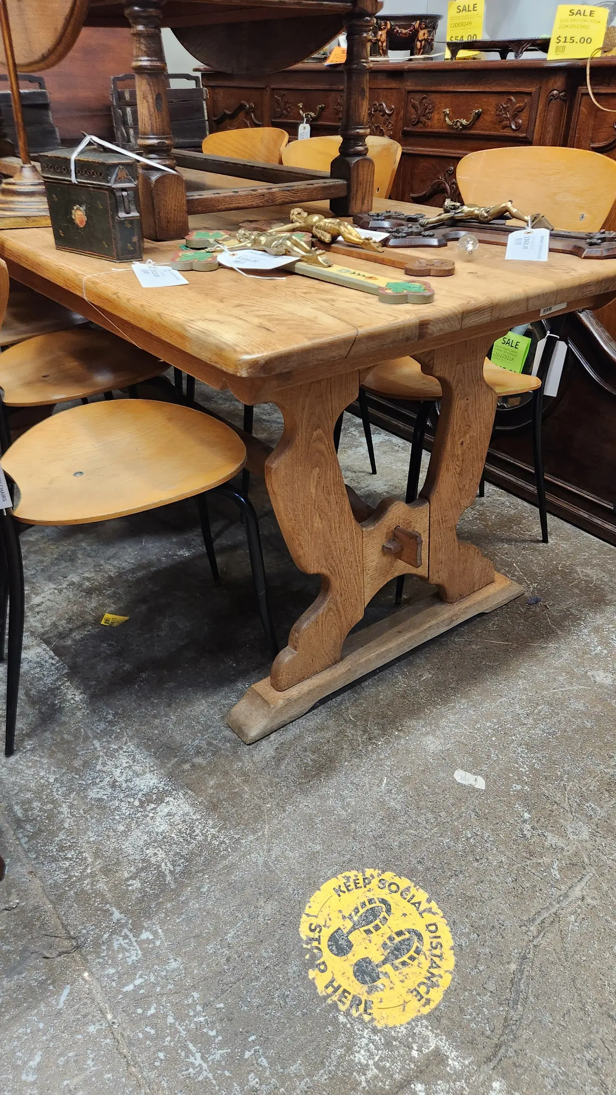 Small Light Oak Trestle Table 1