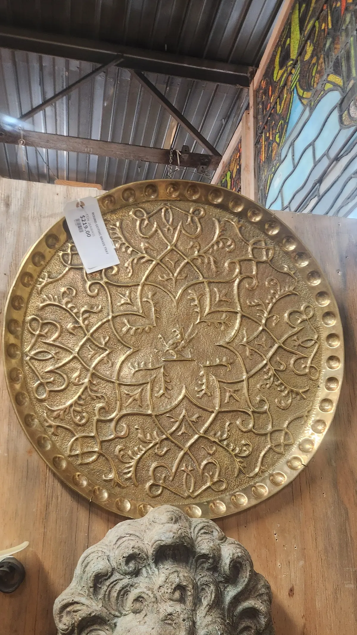 Round Gothic Brass Tray 1