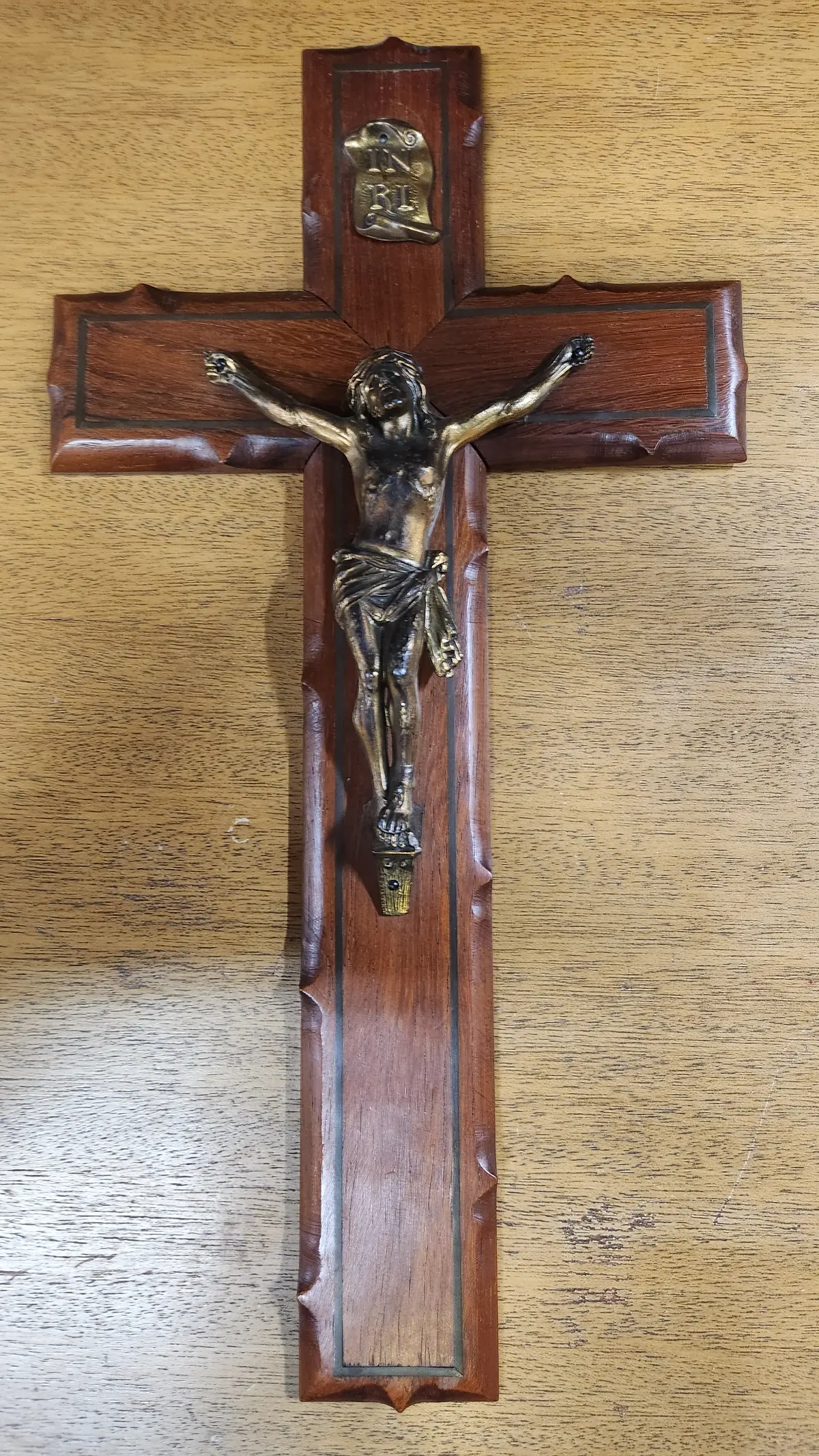 Small Rosewood And Spelter Crucifix 1