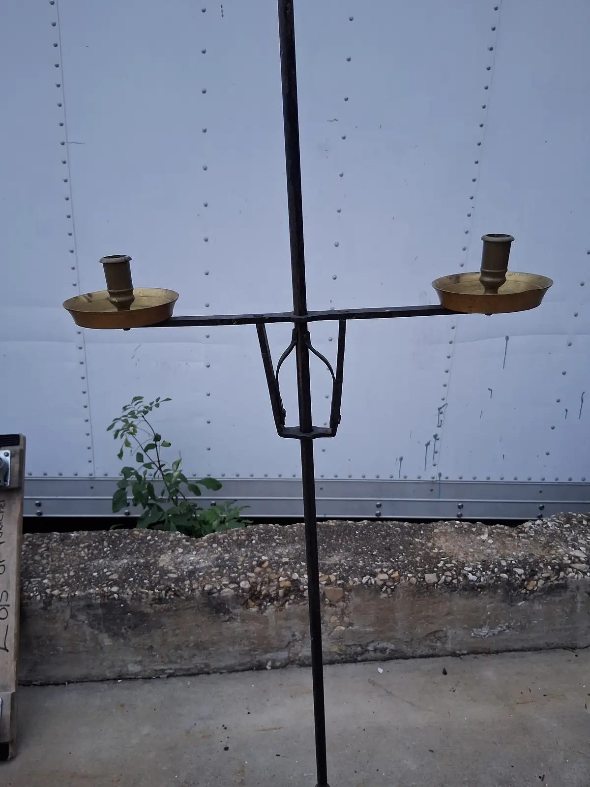 Tall Iron And Brass Candle Holder 1