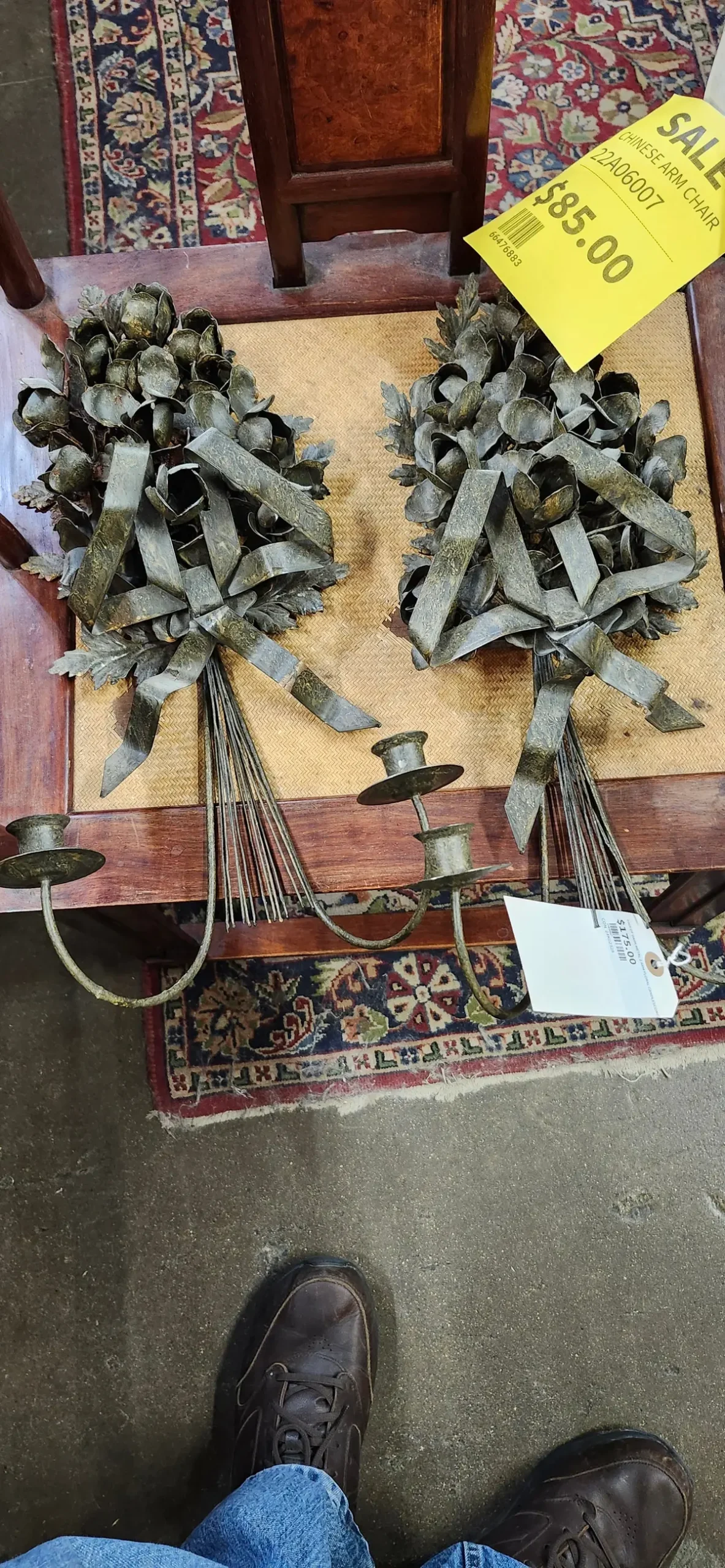 Pair Of Dark Metal 2 Arm Floral Candlesconces 1