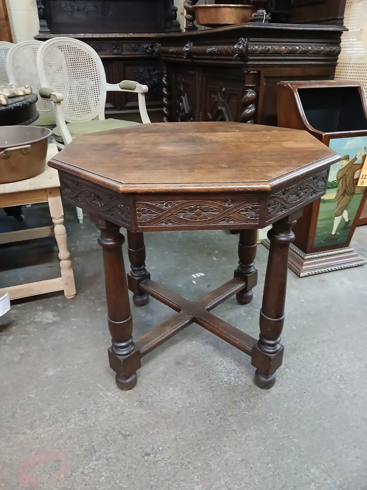 Neo Renaissance Octagon Oak Occasional Table 1