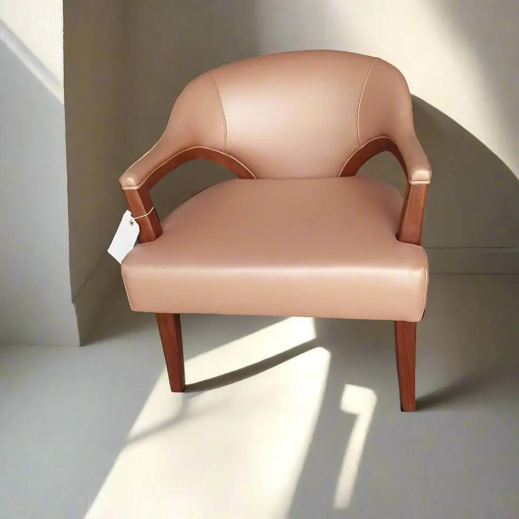 Art Deco Barrel Back Leather Chair By Lilly Jack 1