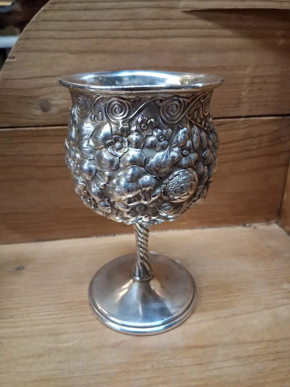 Small Reed And Barton Silverplate Reposse Goblet 1