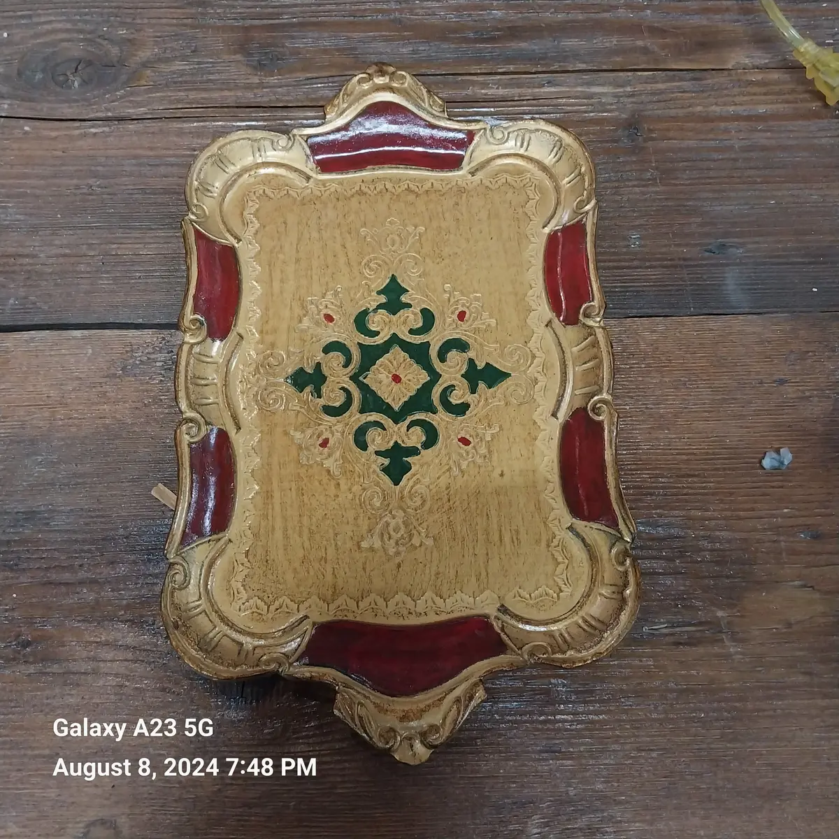Small Gold And Red Florentine Tray 1