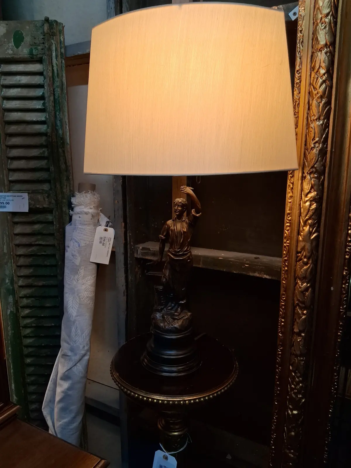Pair Of Spelter Lady Lamps 1