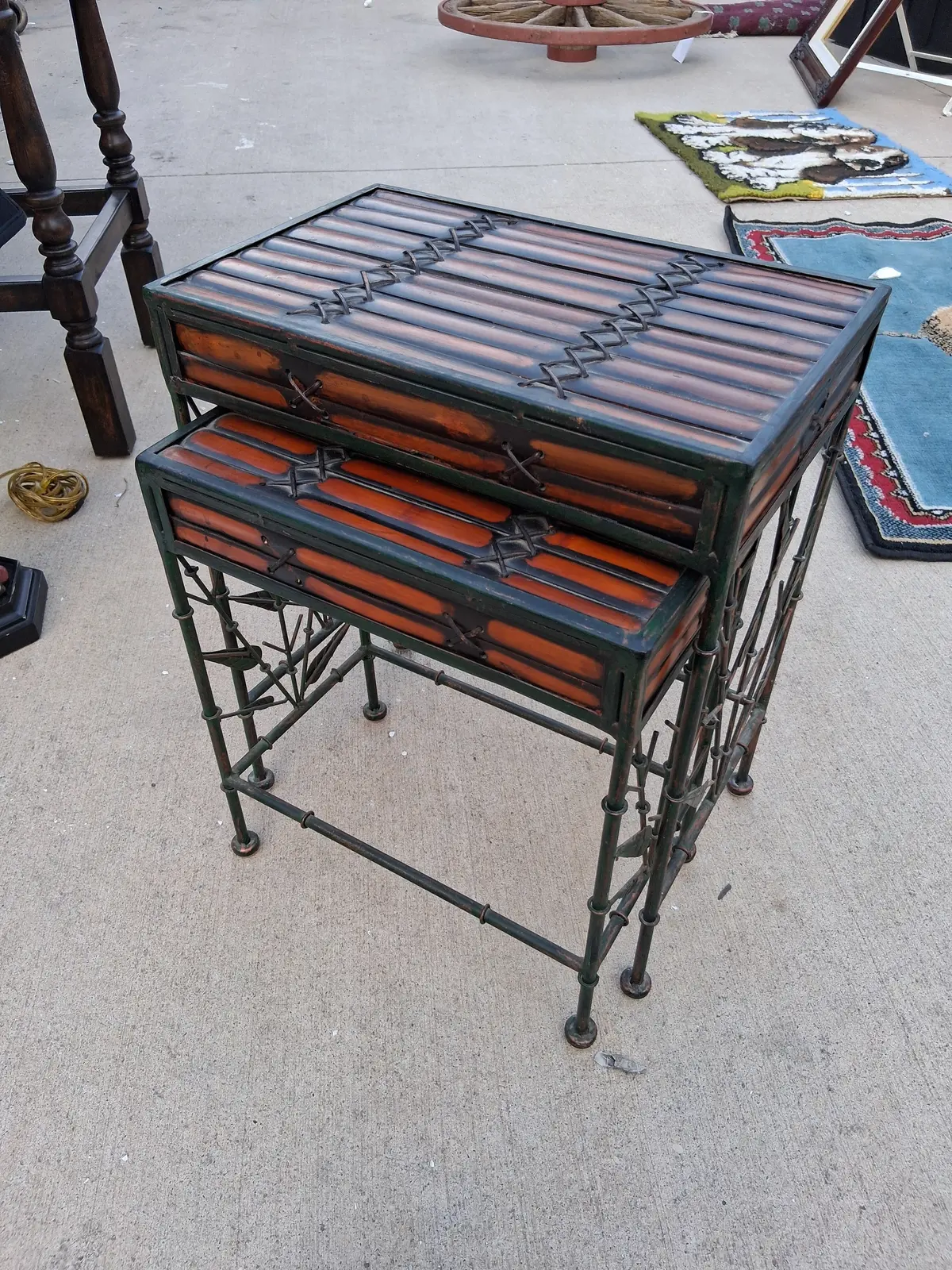 Small Faux Bamboo  Table 1 Of  2 1