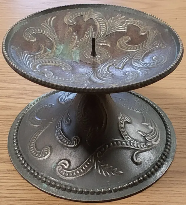 Small Embossed Metal Candle Stand 1