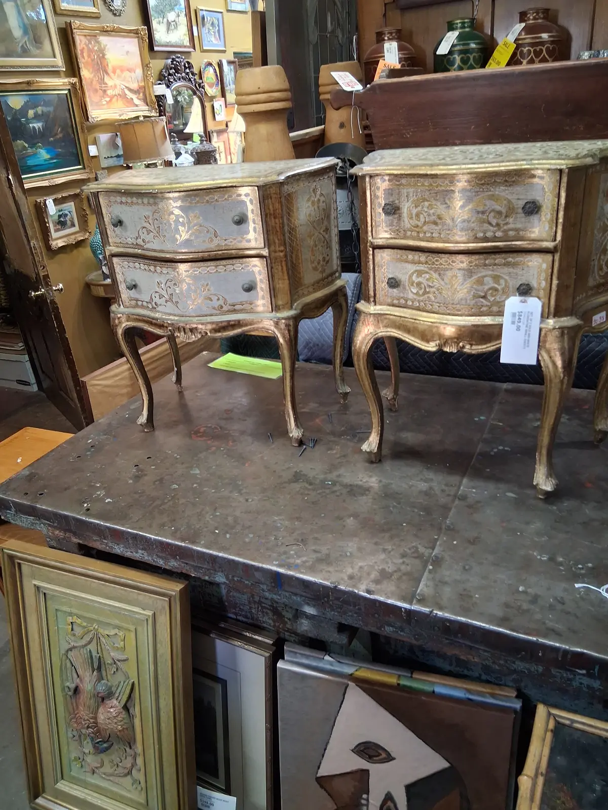 Gold And White Florentine Small Chest  Each 1