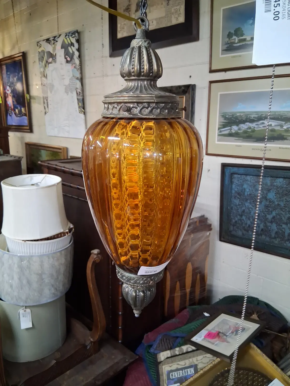 Vintage Dark Gold Tapered Hanging Light 1
