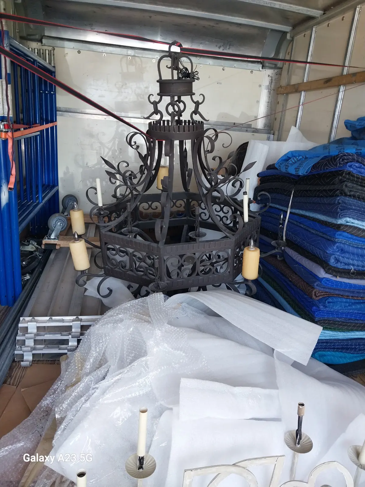 Huge 2 Tier Black Iron Chandelier With Wax Candle Covers 1