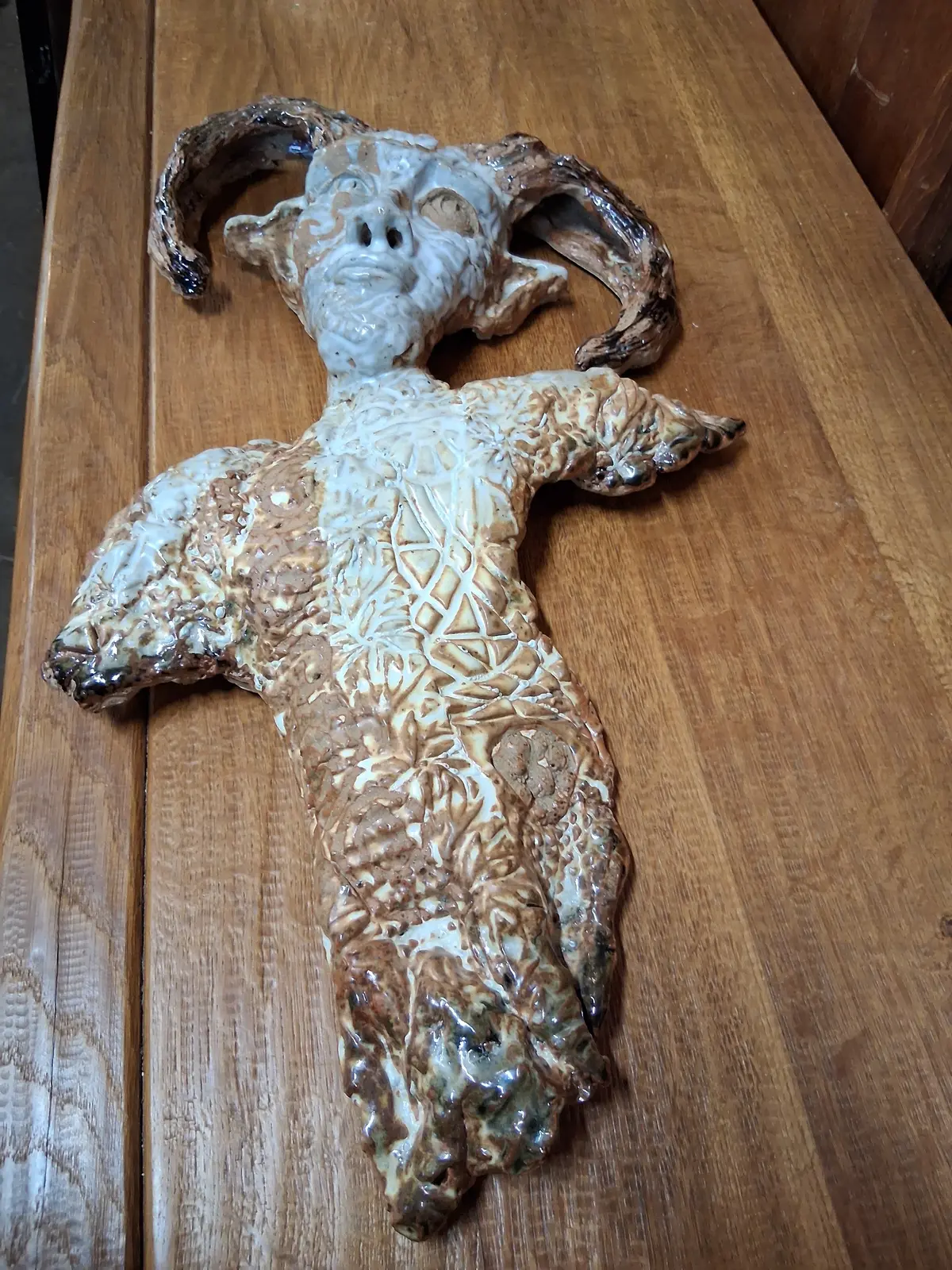 Goat Man Pottery Wall Sculpture By Terri Wilder 1