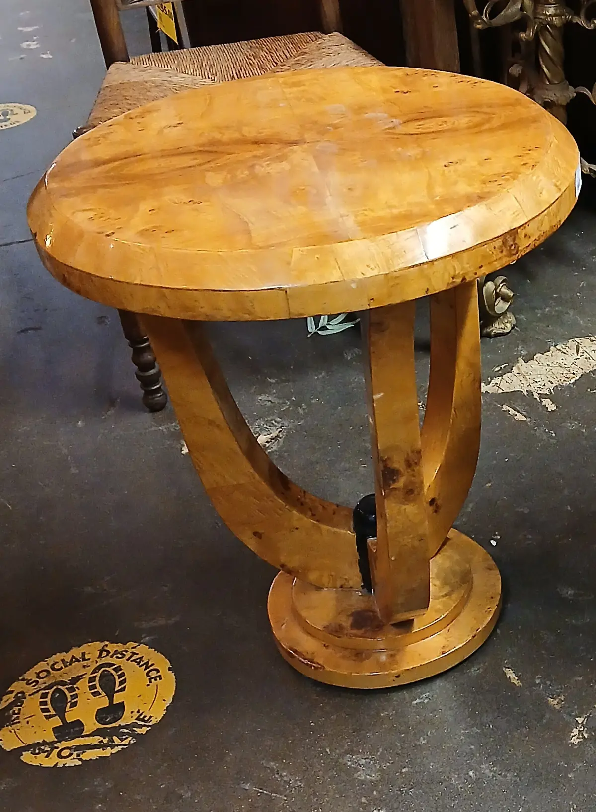 Round Art Deco  Birdseye Maple Side Table 1